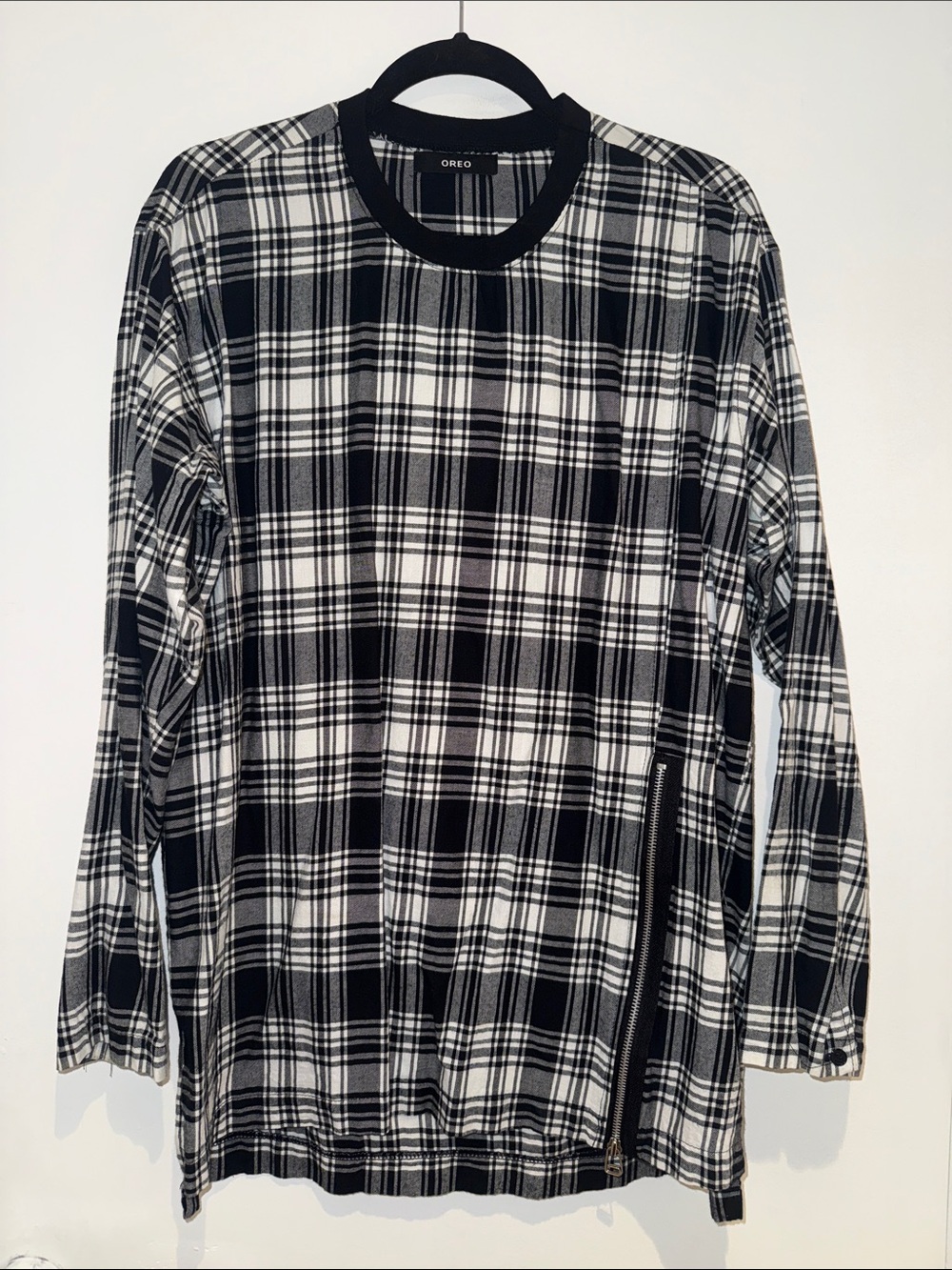 OREO Black and White Plaid Long-Sleeve Shirt